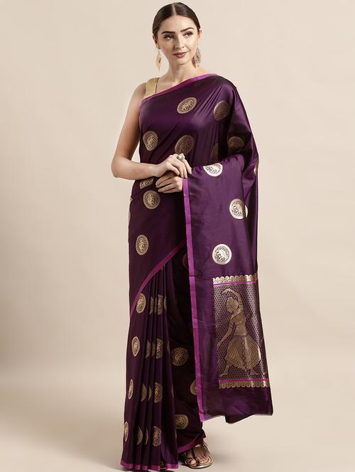 self design banarasi saree with blouse - 17290296 - Standard Image - 1