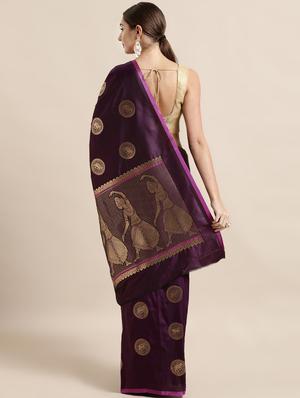self design banarasi saree with blouse - 17290296 - Standard Image - 2