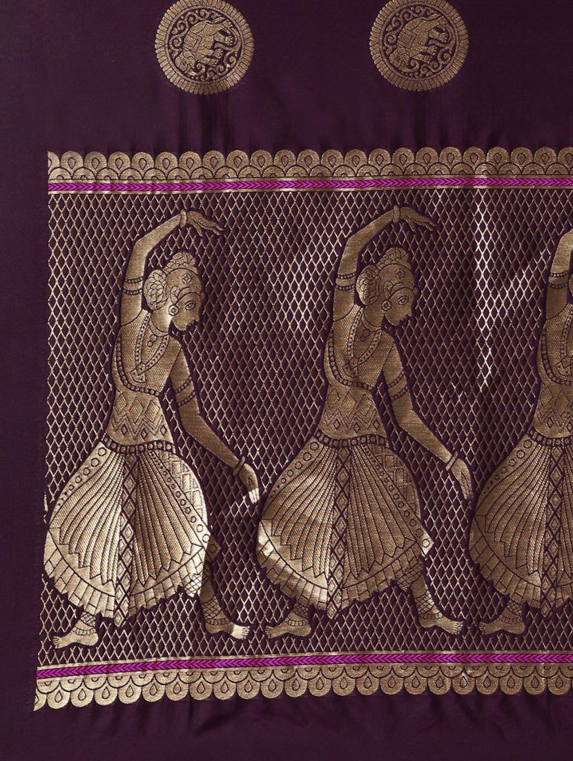 self design banarasi saree with blouse - 17290296 - Zoom Image - 4