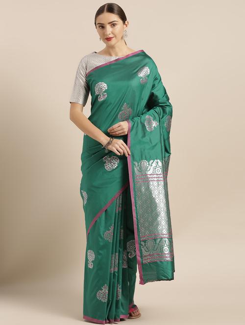 self design banarasi saree with blouse - 17290297 - Standard Image - 1