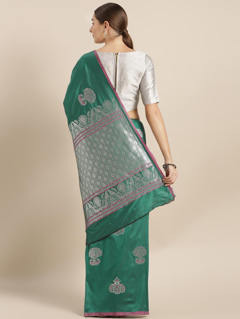 self design banarasi saree with blouse - 17290297 - Zoom Image - 2