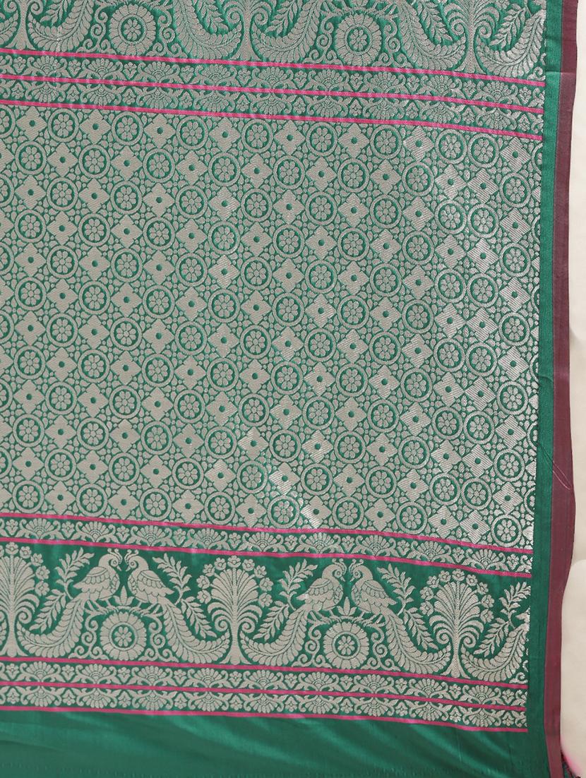 self design banarasi saree with blouse - 17290297 - Zoom Image - 3