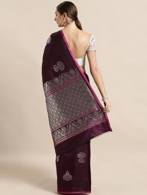 self design banarasi saree with blouse - 17290298 - Standard Image - 2
