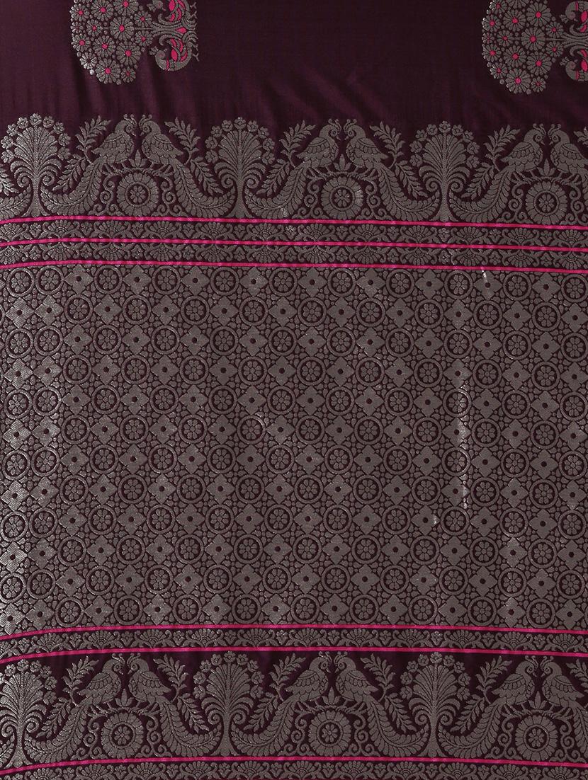 self design banarasi saree with blouse - 17290298 - Zoom Image - 4