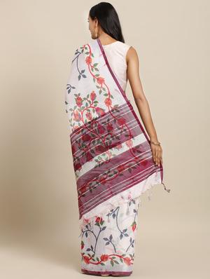 conversational handloom saree with blouse - 17290312 - Standard Image - 2