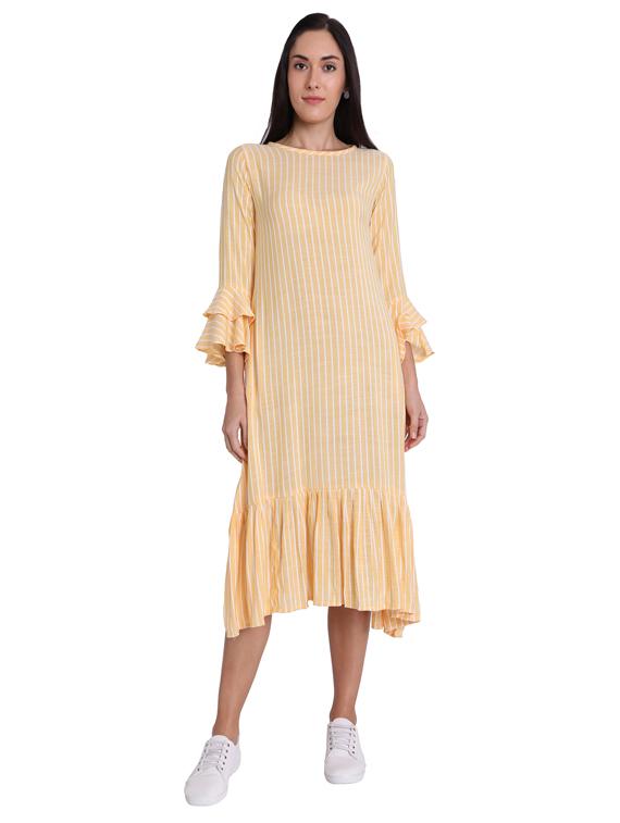 bell sleeves striped a-line dress - 17291022 - Zoom Image - 1