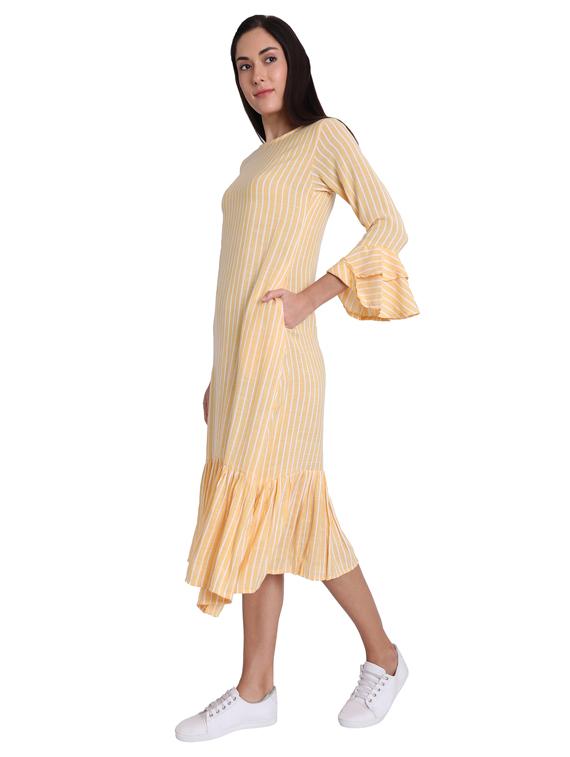 bell sleeves striped a-line dress - 17291022 - Zoom Image - 2