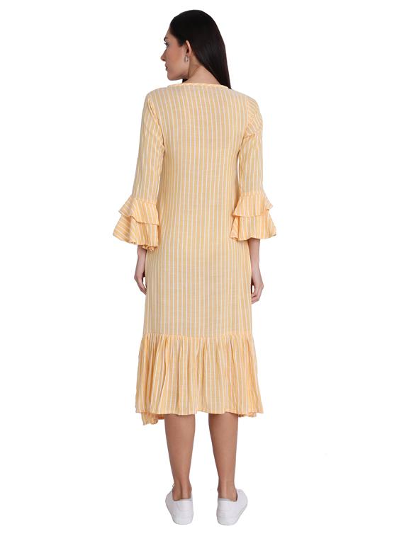 bell sleeves striped a-line dress - 17291022 - Zoom Image - 3