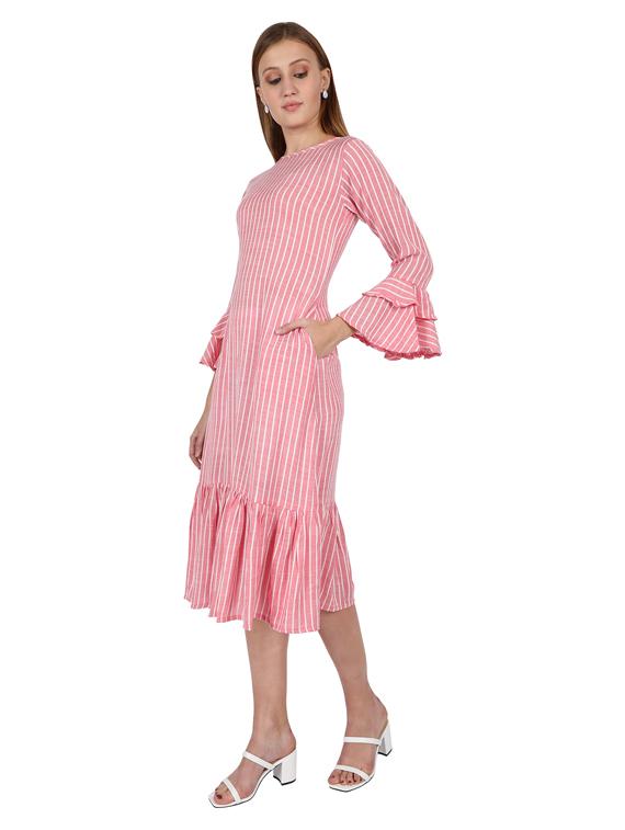 bell sleeves striped a-line dress - 17291023 - Zoom Image - 2