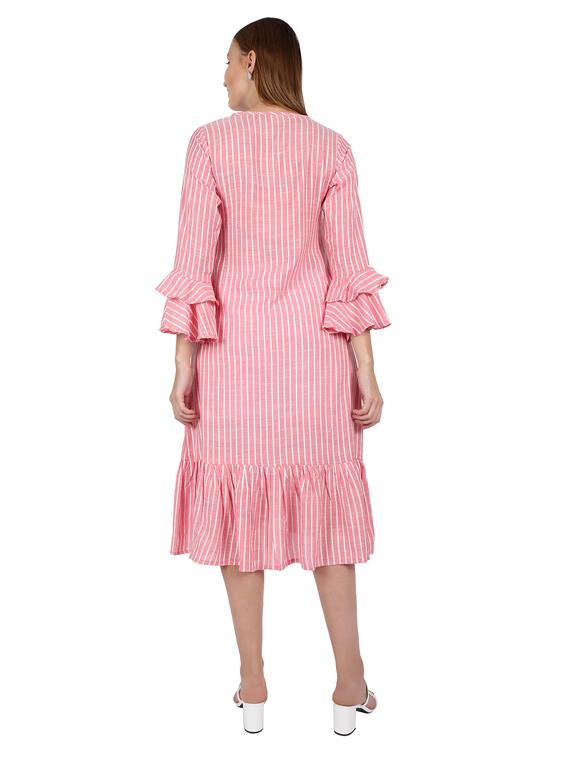 bell sleeves striped a-line dress - 17291023 - Zoom Image - 3