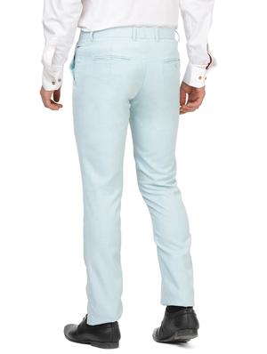 blue solid linen flat front formal trouser - 17291170 - Standard Image - 3