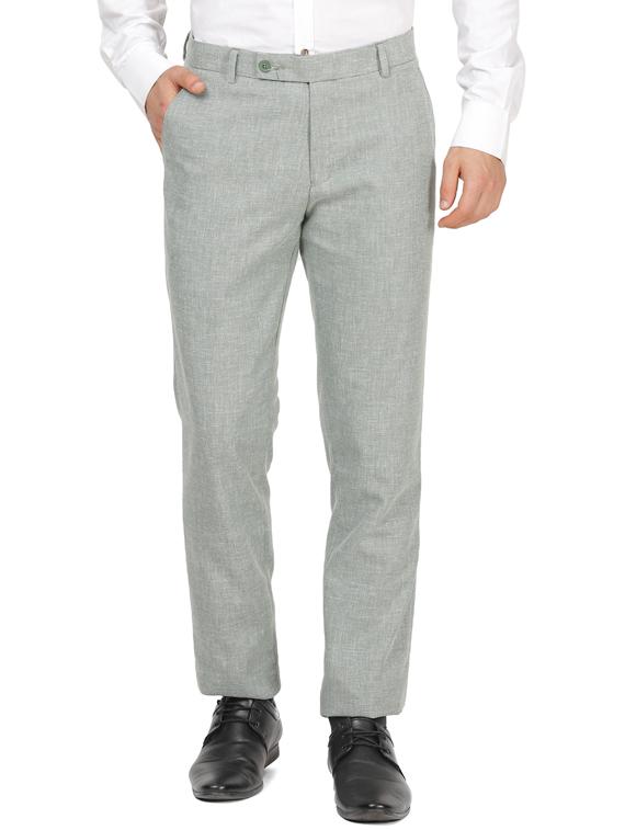 grey solid linen flat front formal trouser - 17291171 - Zoom Image - 1