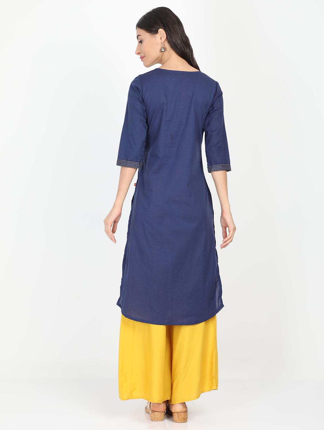 embroidered straight kurta - 17291514 - Zoom Image - 3
