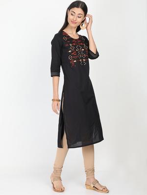 embroidered straight kurta - 17291539 - Standard Image - 2