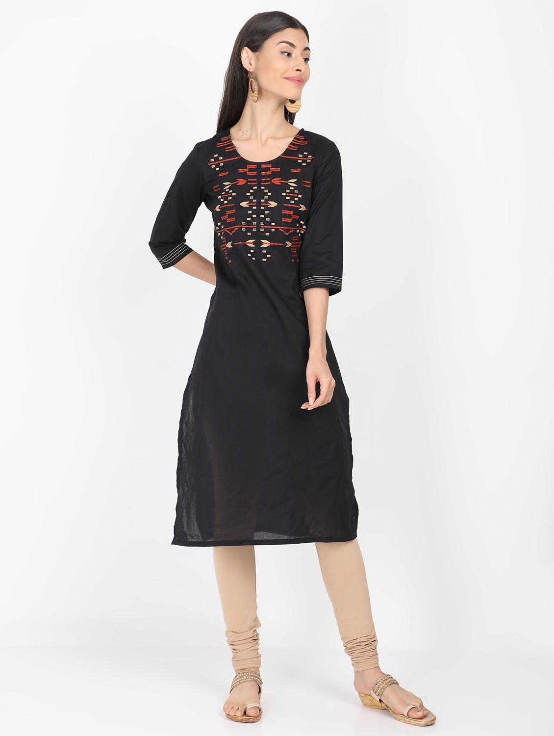 embroidered straight kurta - 17291539 - Zoom Image - 1