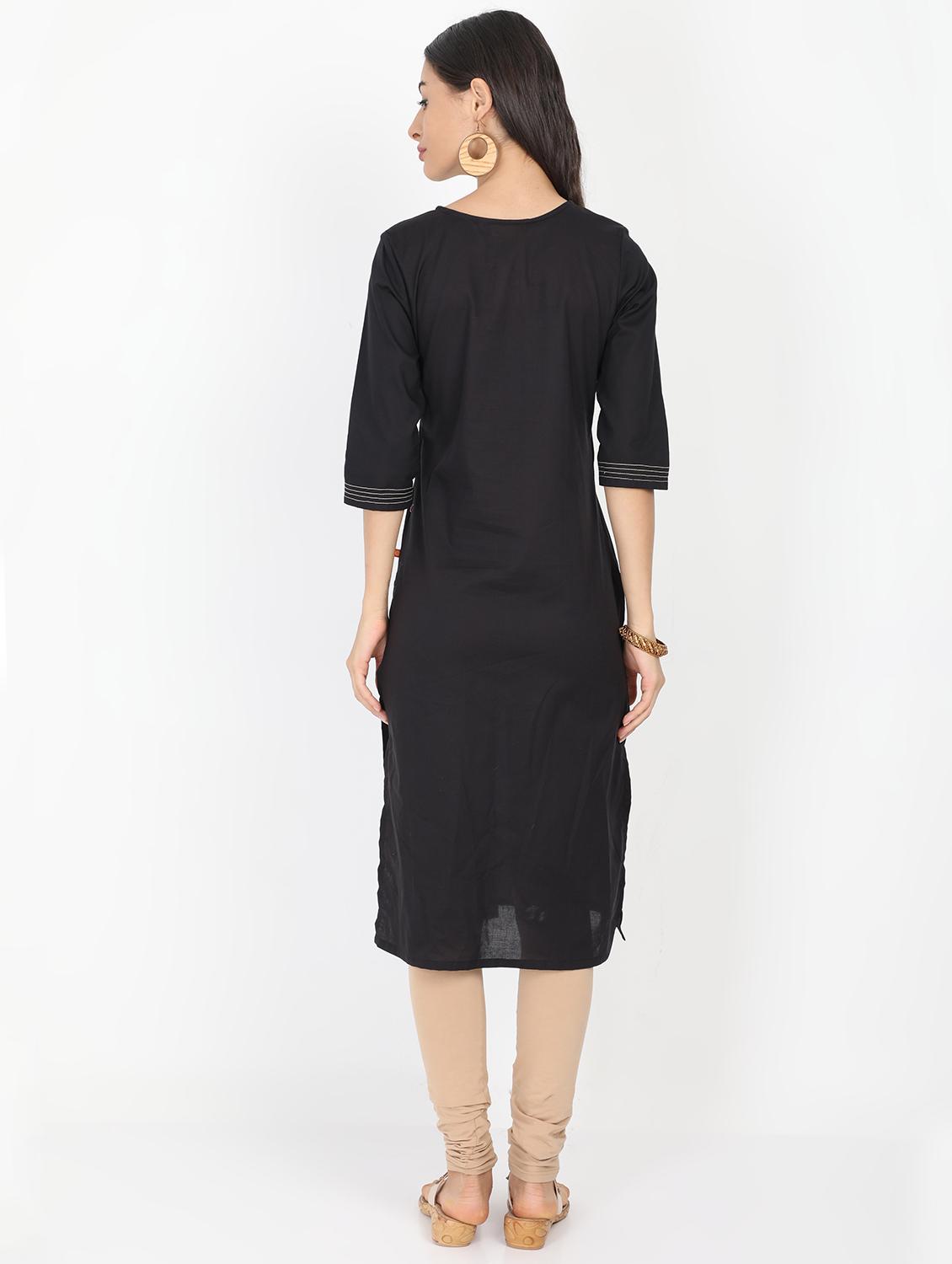embroidered straight kurta - 17291539 - Zoom Image - 3