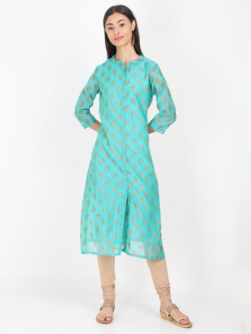 gold print straight kurta - 17291541 - Very Small Image - 1