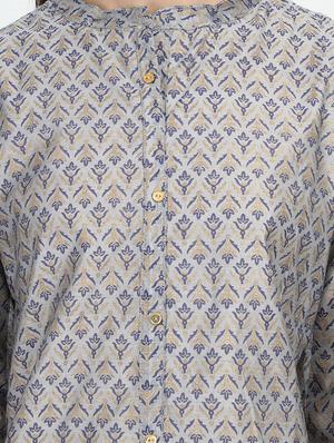 gold print straight kurta - 17291543 - Standard Image - 4