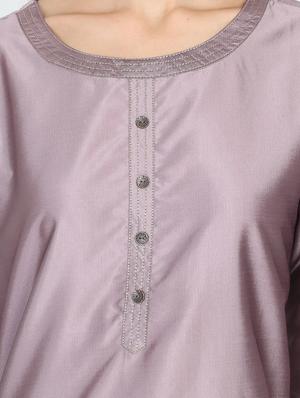 kanntha work solid straight kurta - 17291569 - Standard Image - 4