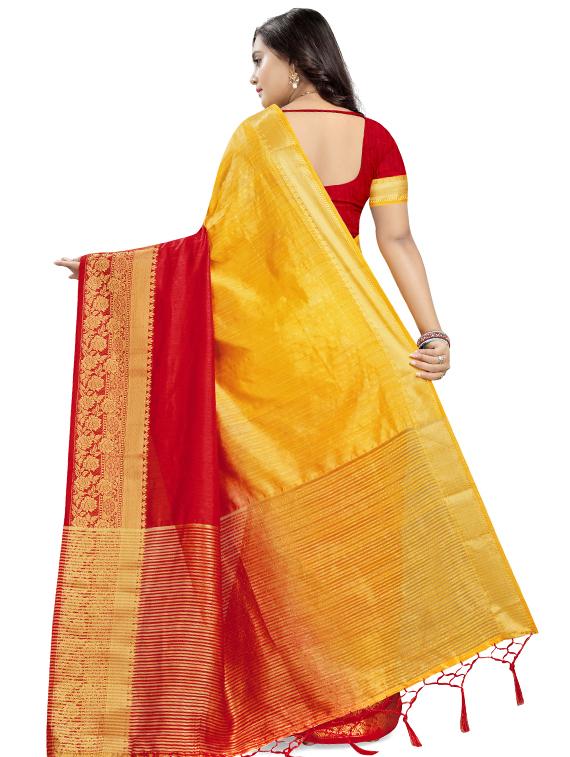 solid bordered saree with blouse - 17291582 - Zoom Image - 2