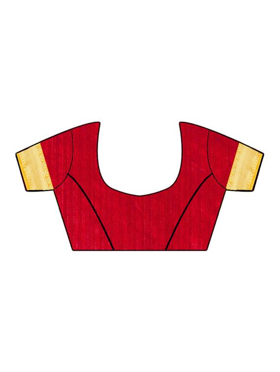 solid bordered saree with blouse - 17291582 - Zoom Image - 3