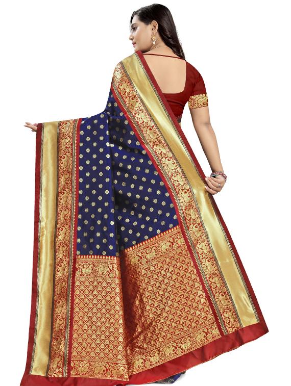 floral zari work banarasi saree with blouse - 17291588 - Zoom Image - 2