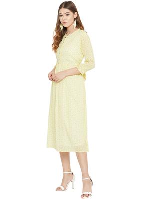 mandarin neck printed a-line dress - 17291954 - Standard Image - 2