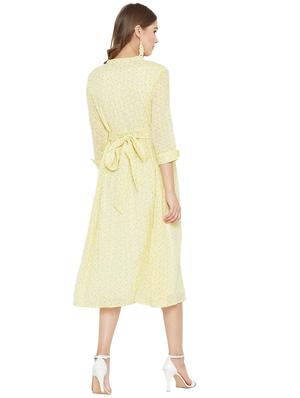 mandarin neck printed a-line dress - 17291954 - Standard Image - 3