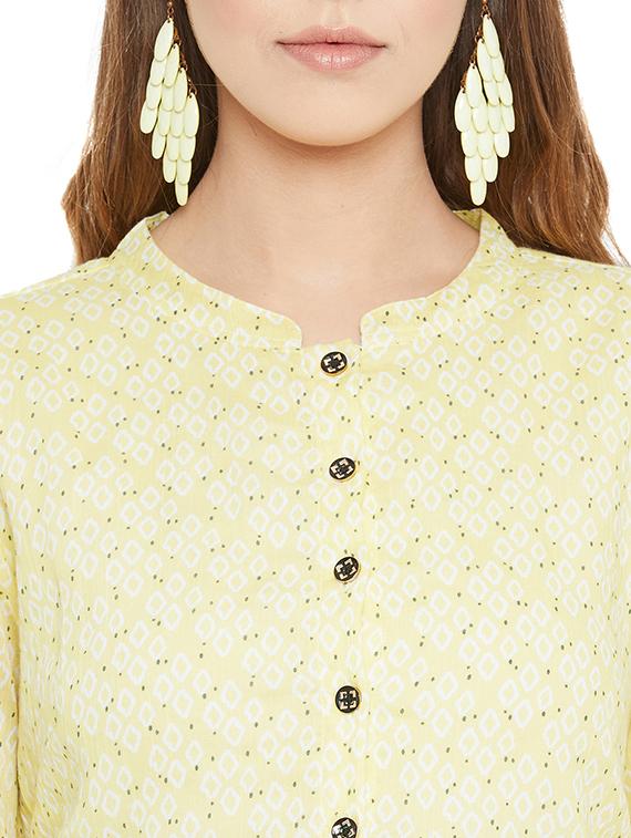mandarin neck printed a-line dress - 17291954 - Zoom Image - 4