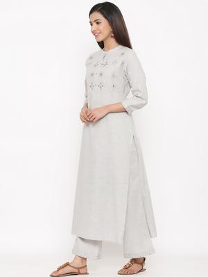 embroidered kurta palazzo set - 17292269 - Standard Image - 2