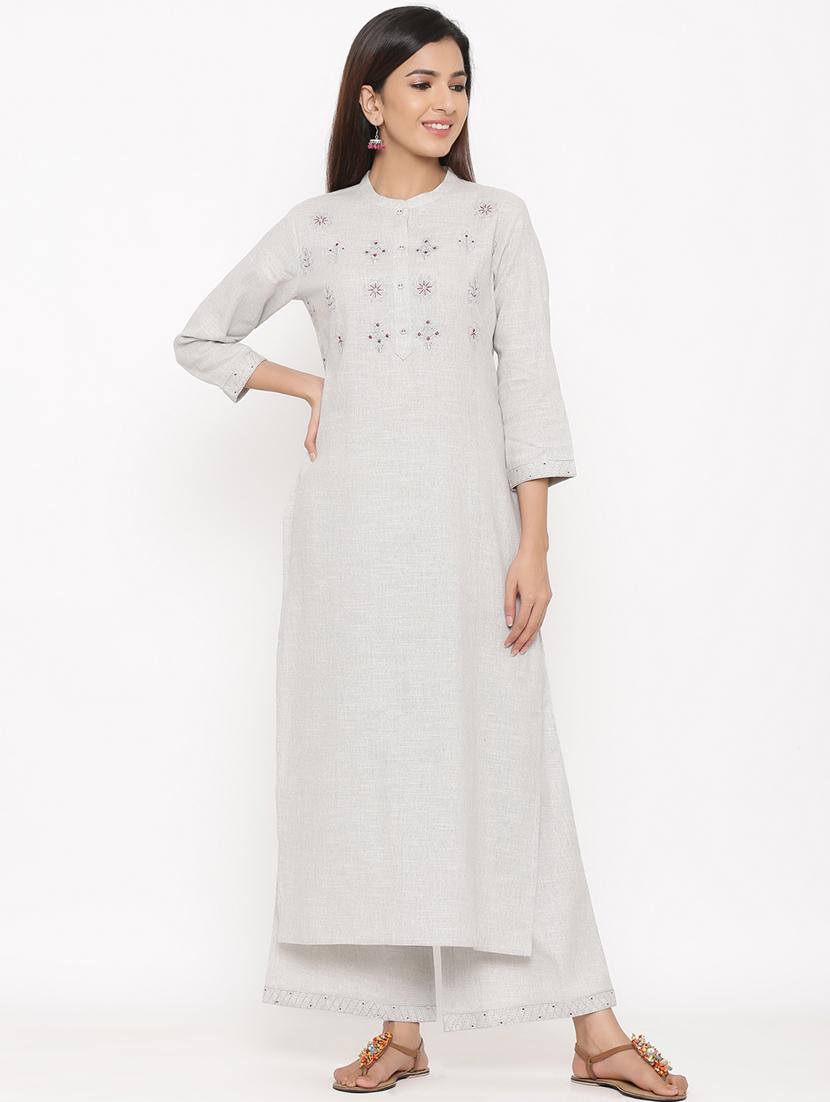 embroidered kurta palazzo set - 17292269 - Zoom Image - 1