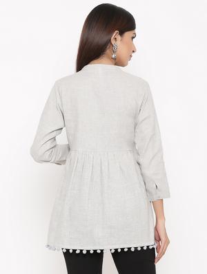 yoke embroidered a-line kurti - 17292283 - Standard Image - 3