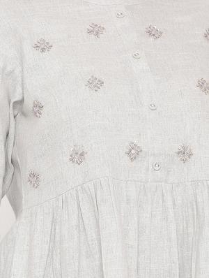 yoke embroidered a-line kurti - 17292283 - Standard Image - 5