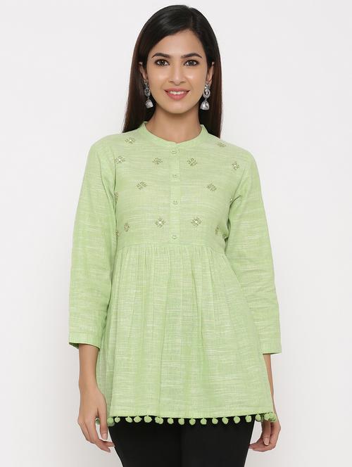 yoke embroidered a-line kurti - 17292284 - Very Small Image - 1
