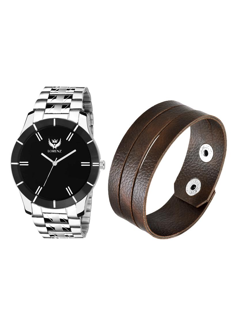 lorenz casual fit black dial watch & leather bracelet for men\boys | 1066-br2 - 17292468 - Zoom Image - 1