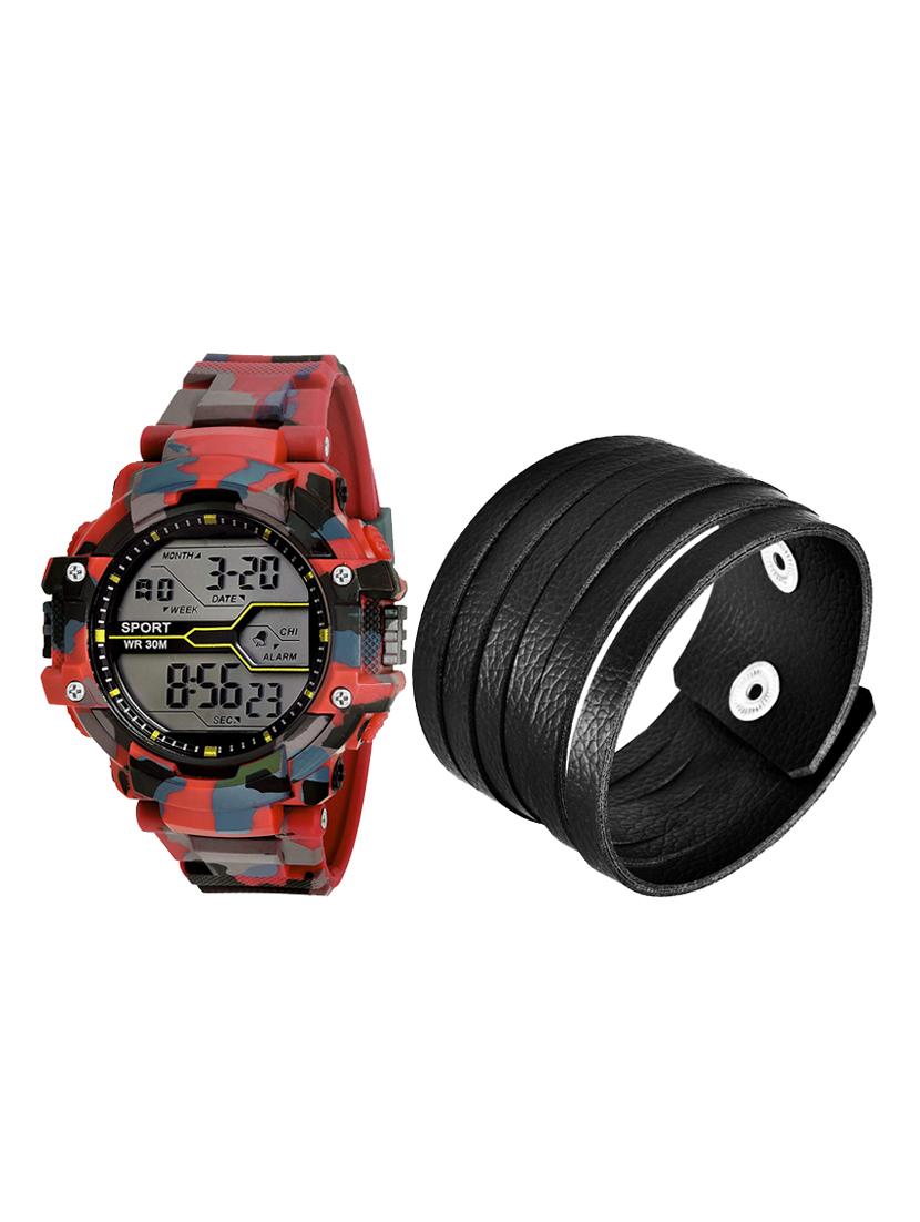 lorenz digital multicolor dial watch & leather bracelet for men\boys | 3038-br4 - 17292482 - Zoom Image - 1