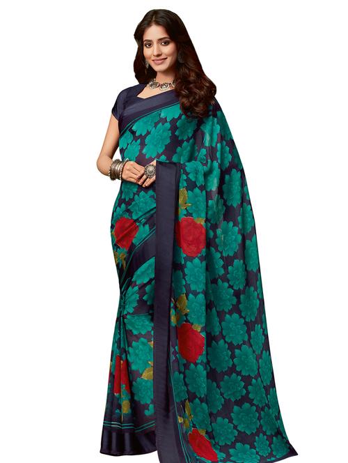 floral printed saree with blouse - 17292834 - Standard Image - 1