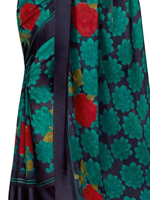 floral printed saree with blouse - 17292834 - Zoom Image - 2