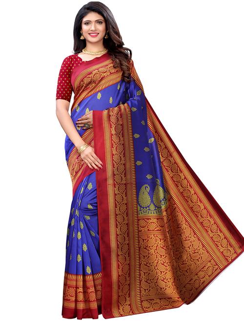 bordered printed saree with blouse - 17292880 - Standard Image - 1