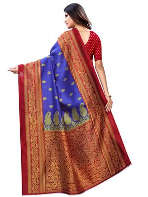 bordered printed saree with blouse - 17292880 - Standard Image - 2