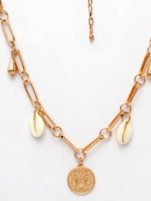 gold brass short necklace - 17293143 - Standard Image - 3