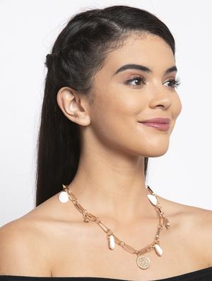 gold brass short necklace - 17293143 - Standard Image - 4