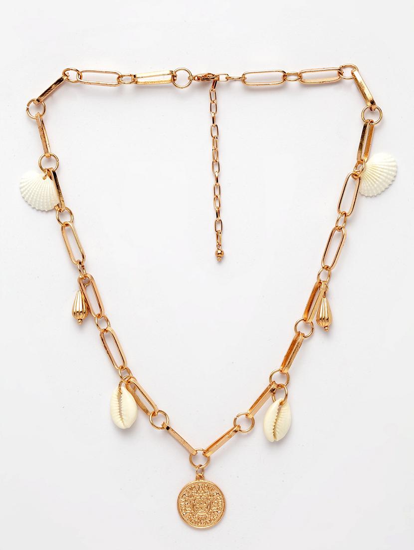 gold brass short necklace - 17293143 - Zoom Image - 2