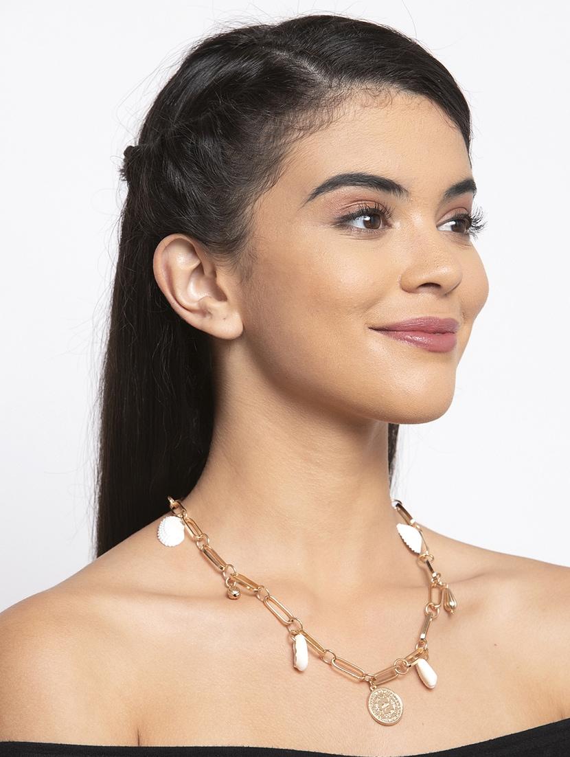 gold brass short necklace - 17293143 - Zoom Image - 4