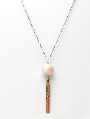 gold brass long necklace - 17293147 - Standard Image - 3
