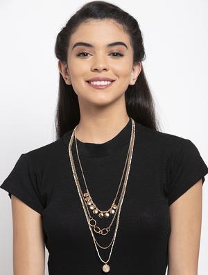 gold brass long necklace - 17293151 - Standard Image - 4