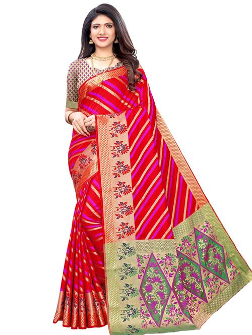 striped kanjivaram saree with blouse - 17293866 - Standard Image - 1
