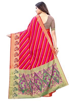 striped kanjivaram saree with blouse - 17293866 - Standard Image - 2