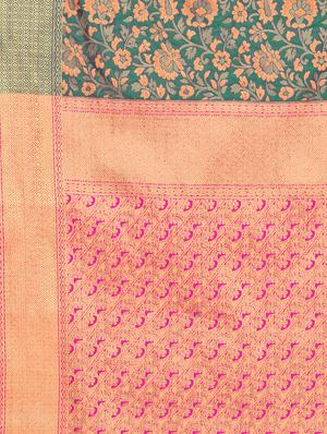 floral kanjivaram saree with blouse - 17293871 - Standard Image - 4