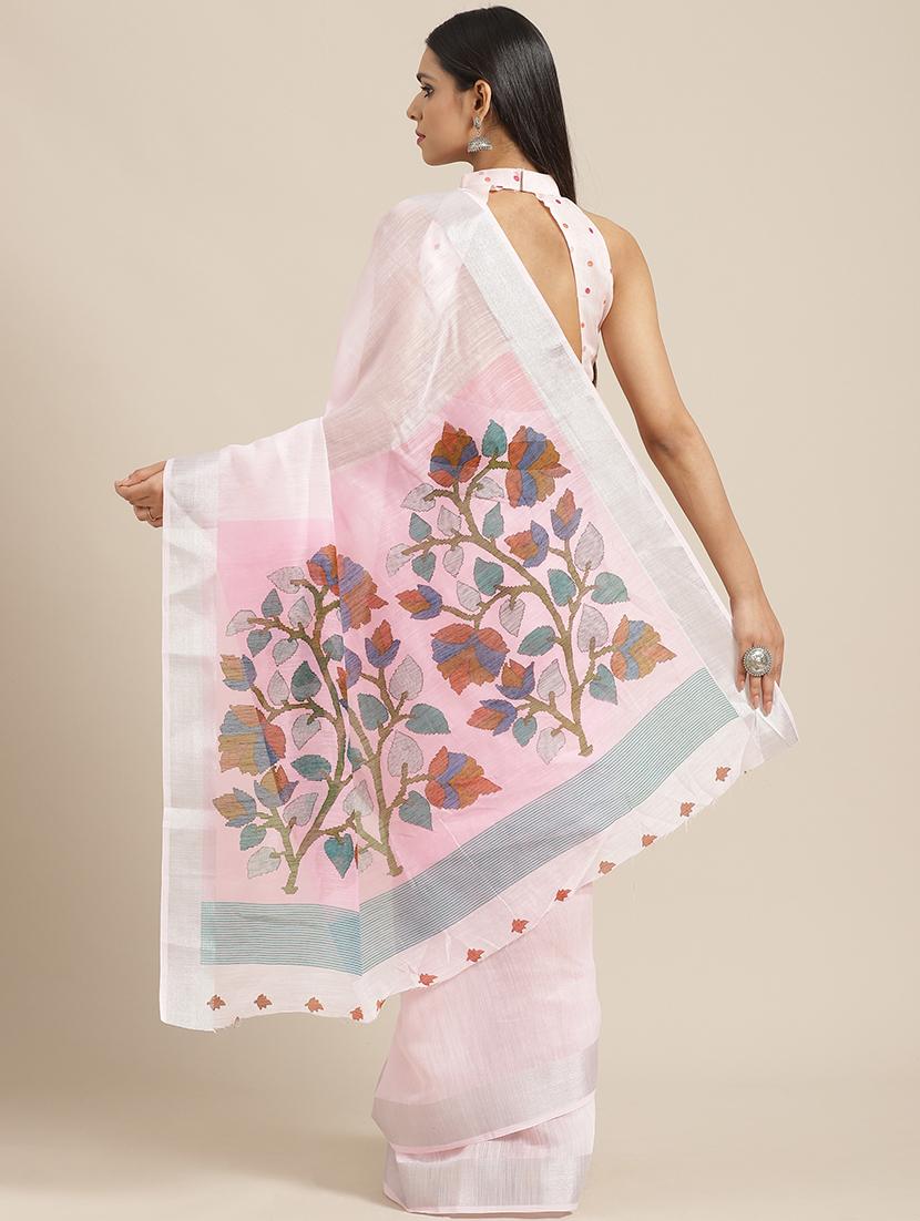 floral printed saree with blouse - 17293943 - Zoom Image - 2